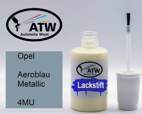 Opel, Aeroblau Metallic, 4MU: 20ml Lackstift, von ATW Autoteile West.